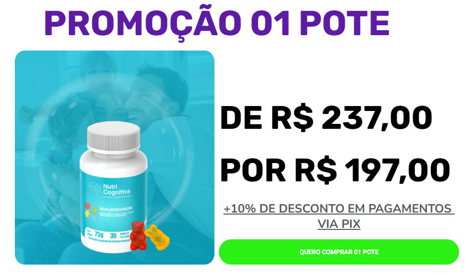 Pote de Supleneurum, suporte nutricional desenvolvido para crianças e adolescentes no espectro do autismo, ideal para iniciar o cuidado